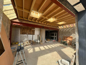 Inside during construction