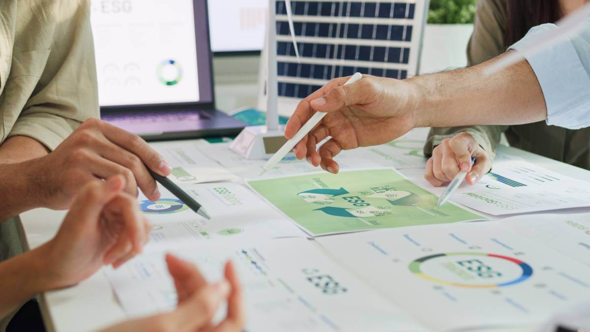 Architects planning a sustainable building