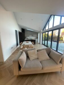 Living room and kitchen after refurb